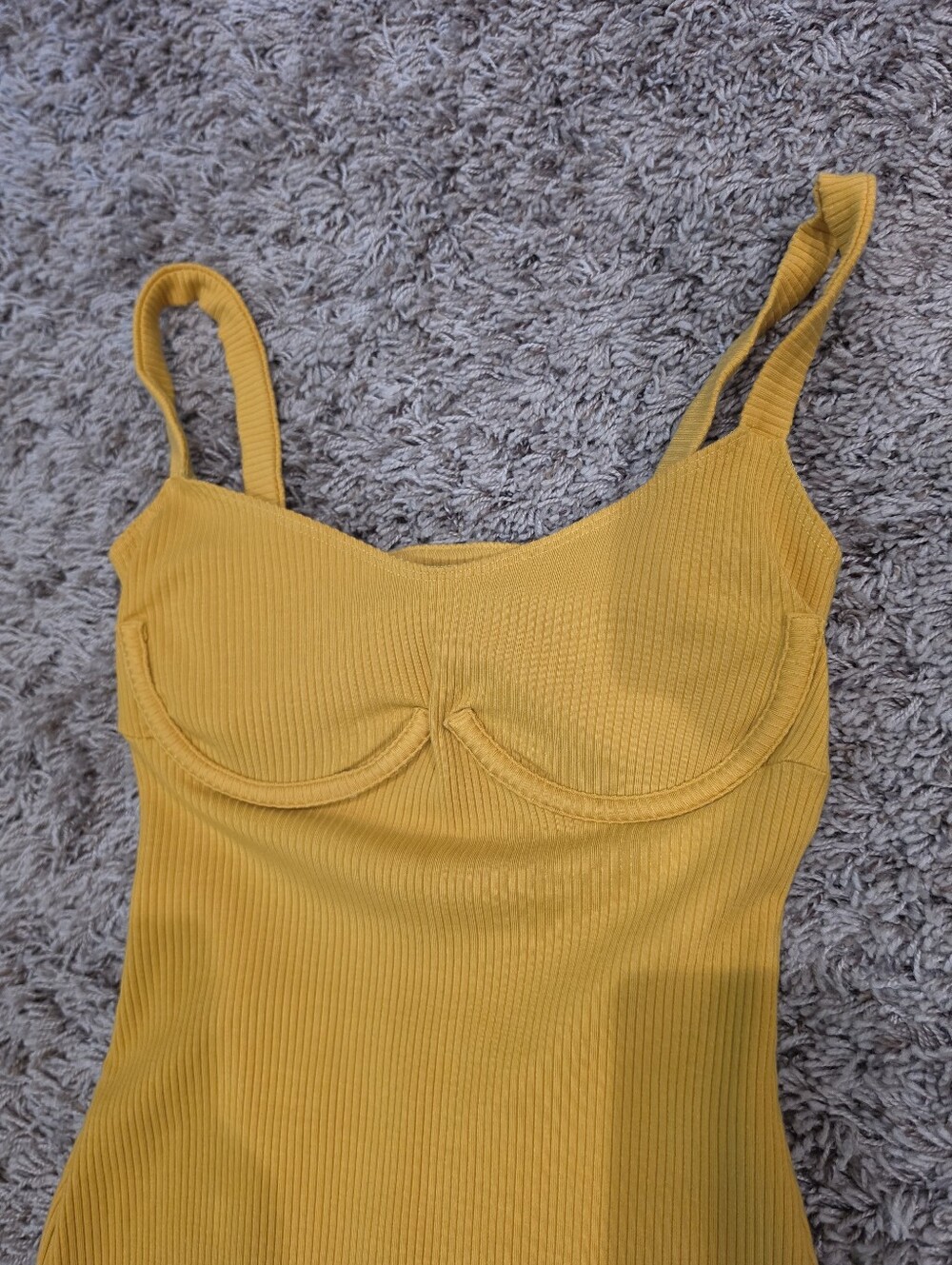 Reformation Mustard Yellow Ribbed Bustier Midi Dress Size M - Picture 4 of 8